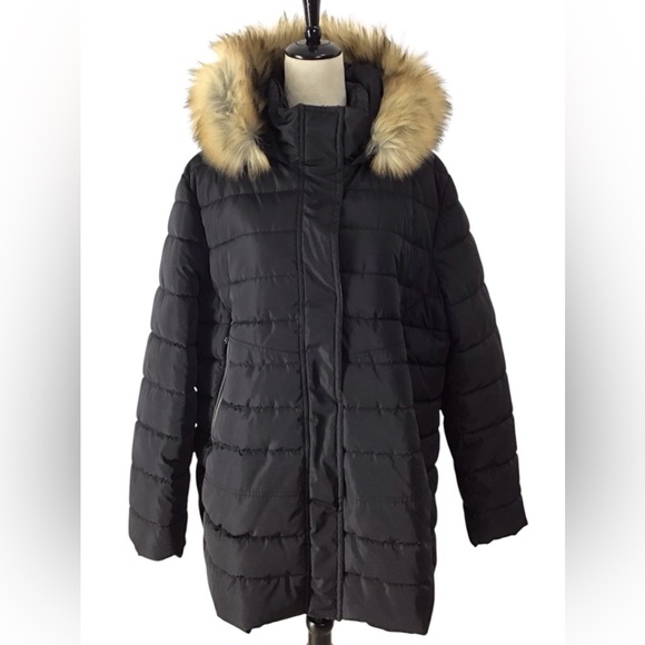 INC International Concepts Black Jacket Faux Fur Trim Size XXL - Picture 1 of 9